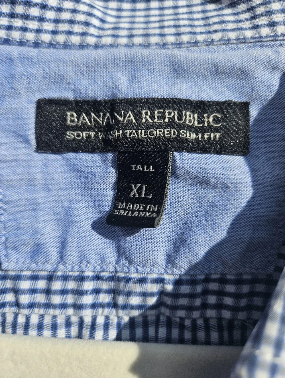 Banana Republic Men's Blue Gingham Button-Down Shirt XL Tall